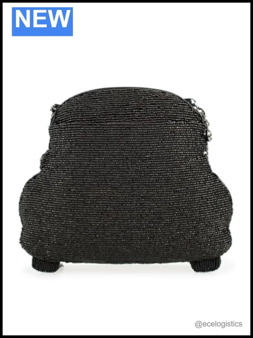 Crossbody Handbag Car-Shaped Beaded Vegan Leather with Flower and Rhinestones